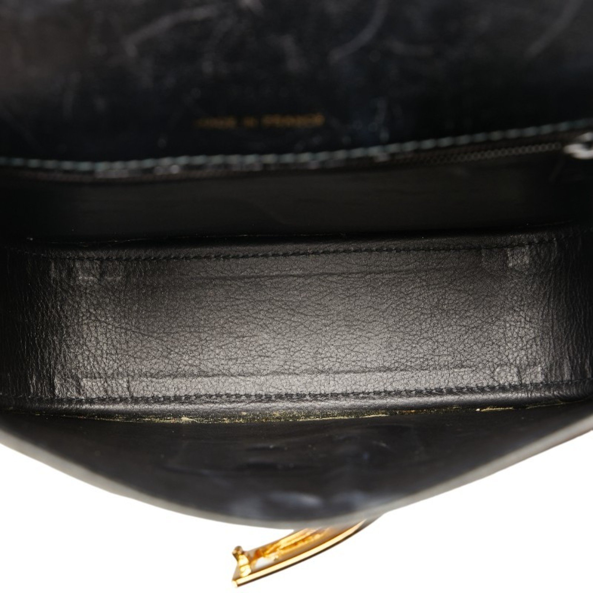 CELINE Carriage hardware shoulder bag black leather women's
