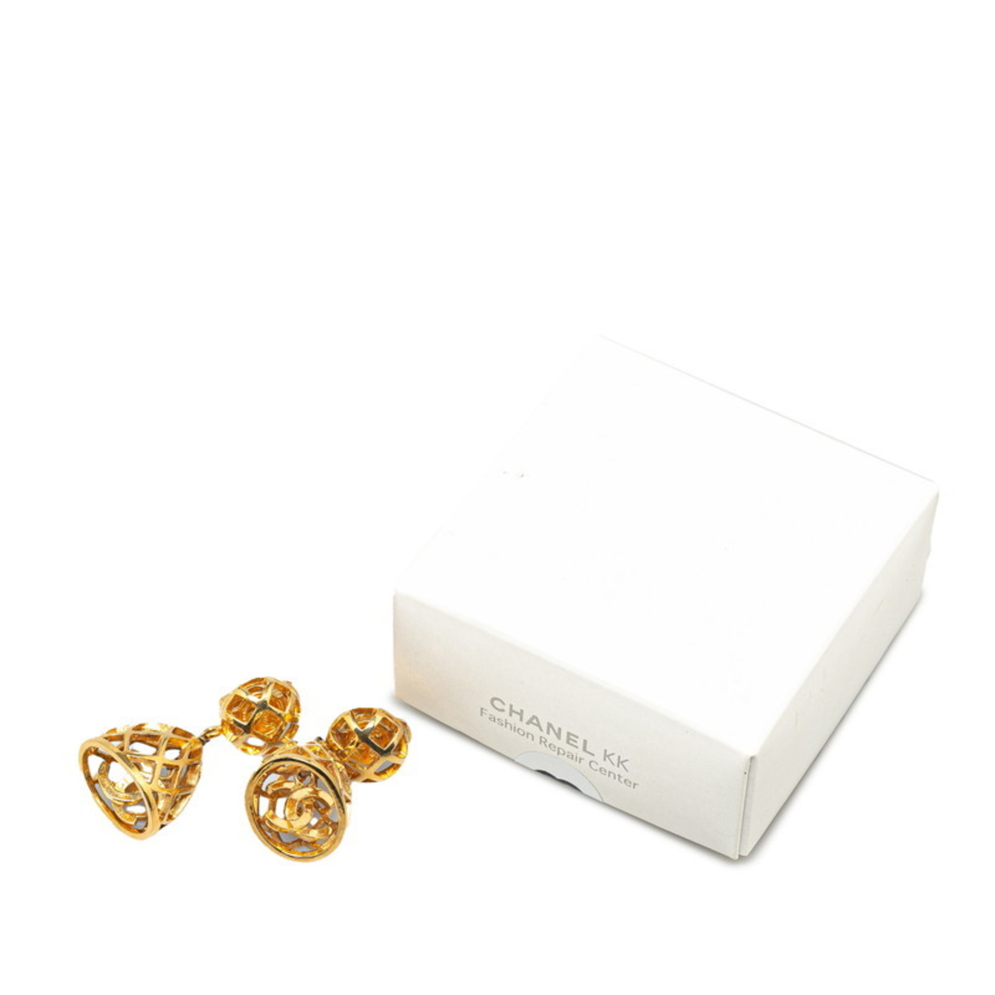 Chanel Birdcage motif Coco mark swing earrings gold plated women's CHANEL