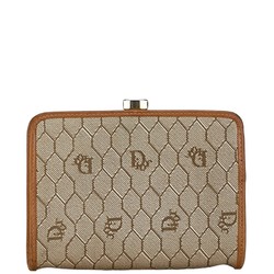 Christian Dior Dior Honeycomb Pouch Brown PVC Leather Women's