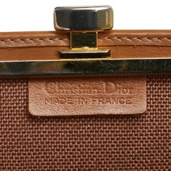 Christian Dior Dior Honeycomb Pouch Brown PVC Leather Women's