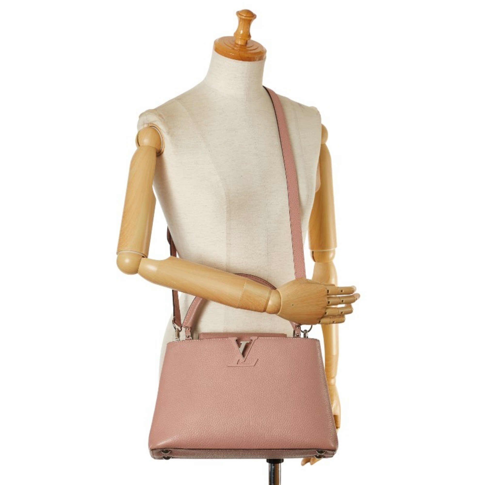 Louis Vuitton Capucines PM Handbag Shoulder Bag M42258 Magnolia Pink Taurillon Leather Women's LOUIS VUITTON