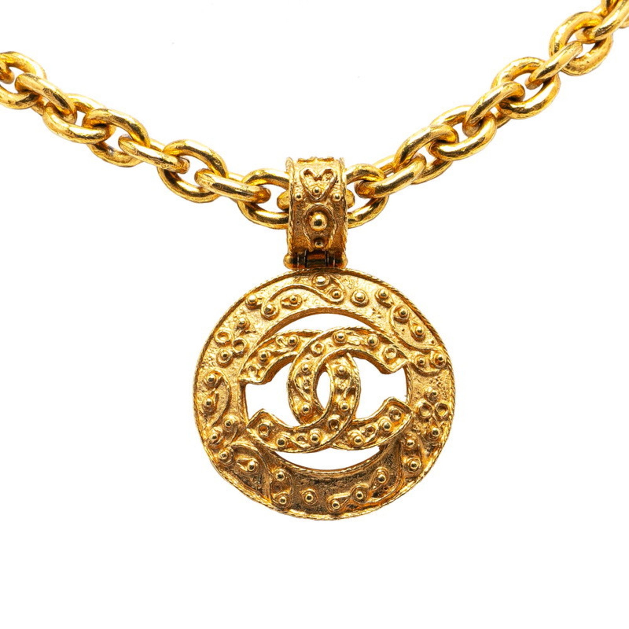 Chanel Coco Mark Necklace Gold Plated Women's CHANEL