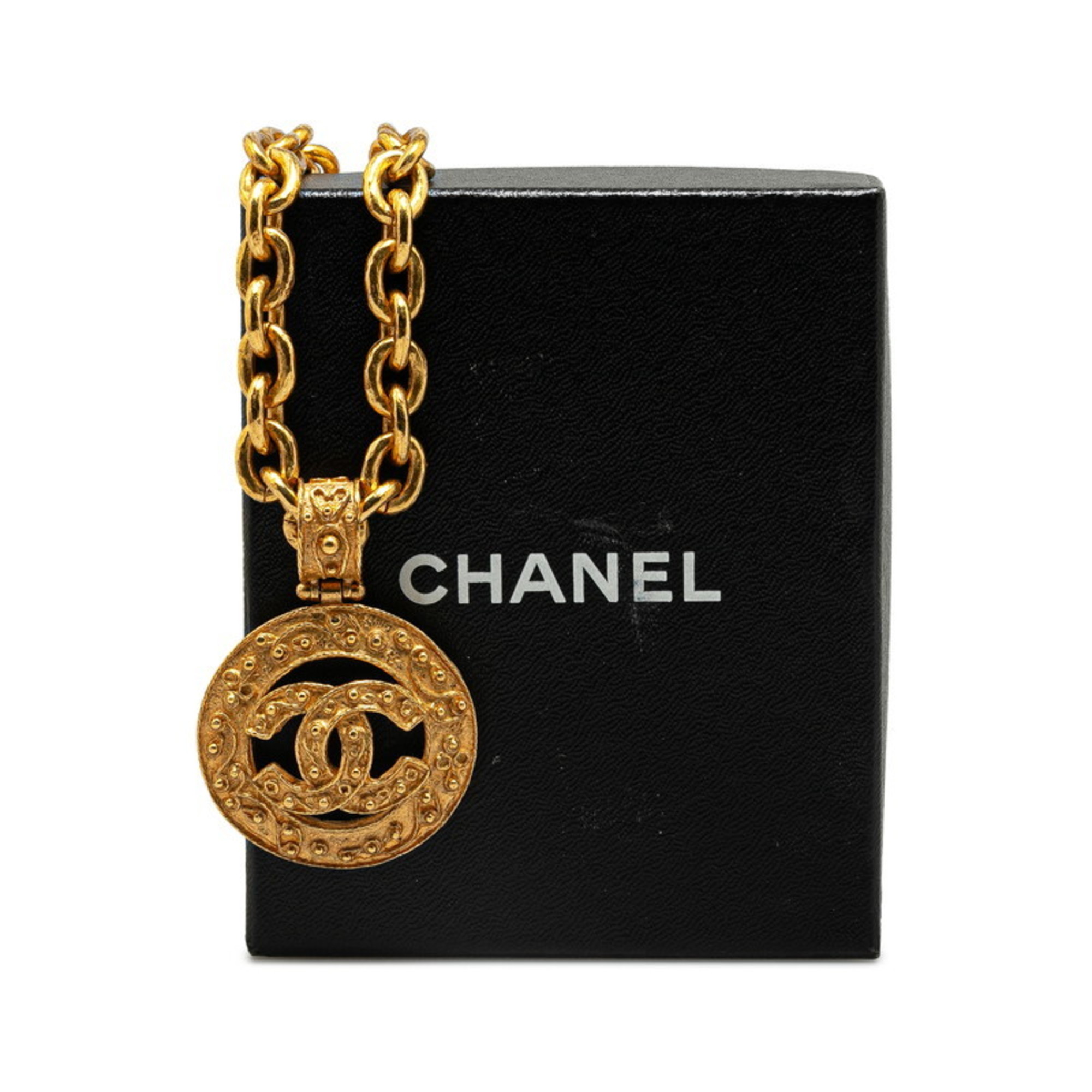 Chanel Coco Mark Necklace Gold Plated Women's CHANEL