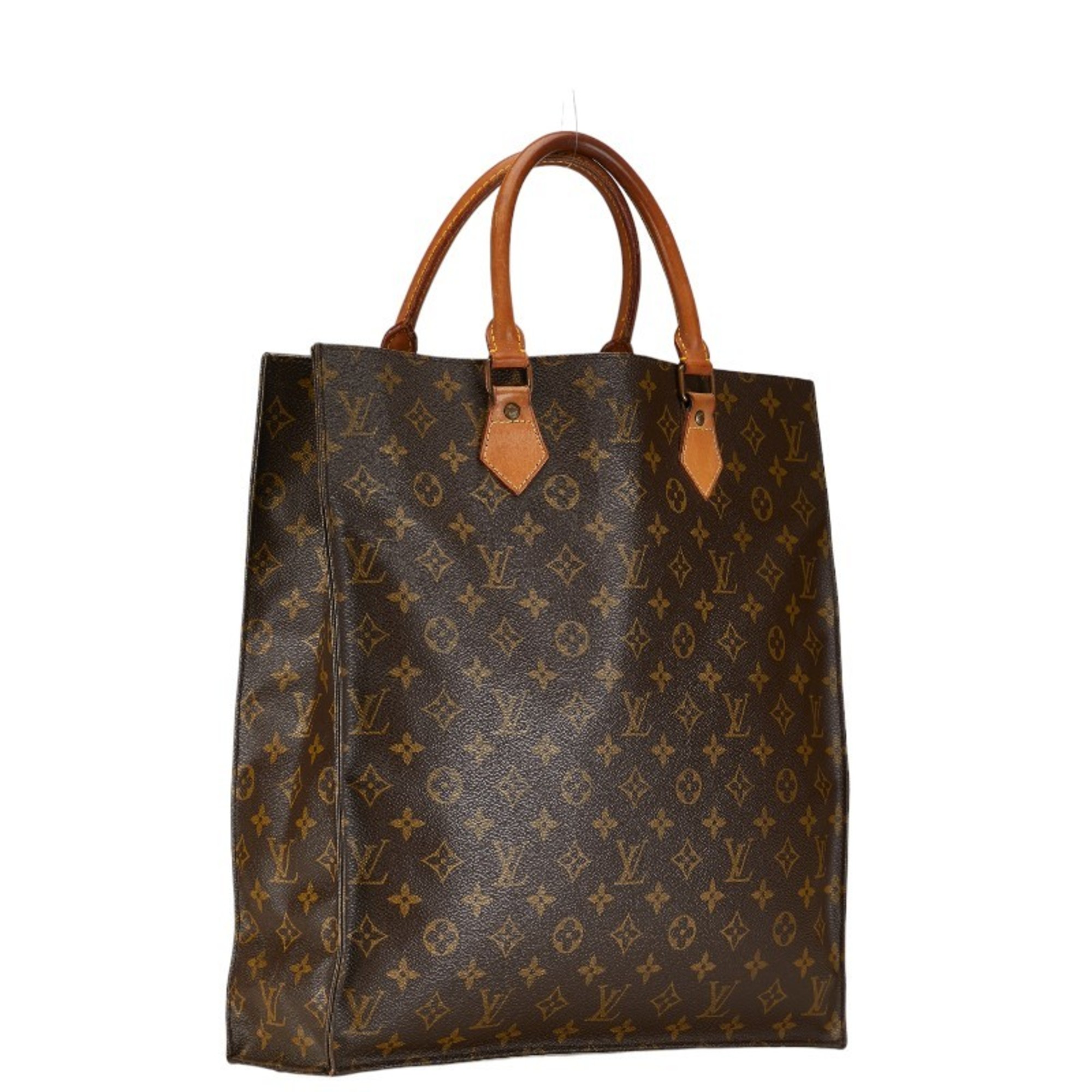 Louis Vuitton Monogram Sac Plat Handbag Tote Bag M51140 Brown PVC Leather Women's LOUIS VUITTON