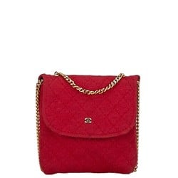 Chanel Coco Mark Shoulder Bag Pink Gold Cotton Women's CHANEL