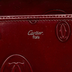 Cartier Happy Birthday Bi-fold Wallet Wine Red Bordeaux Enamel Women's CARTIER