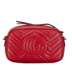Gucci GG Marmont Quilted Chain Shoulder Bag 447632 Red Leather Women's GUCCI