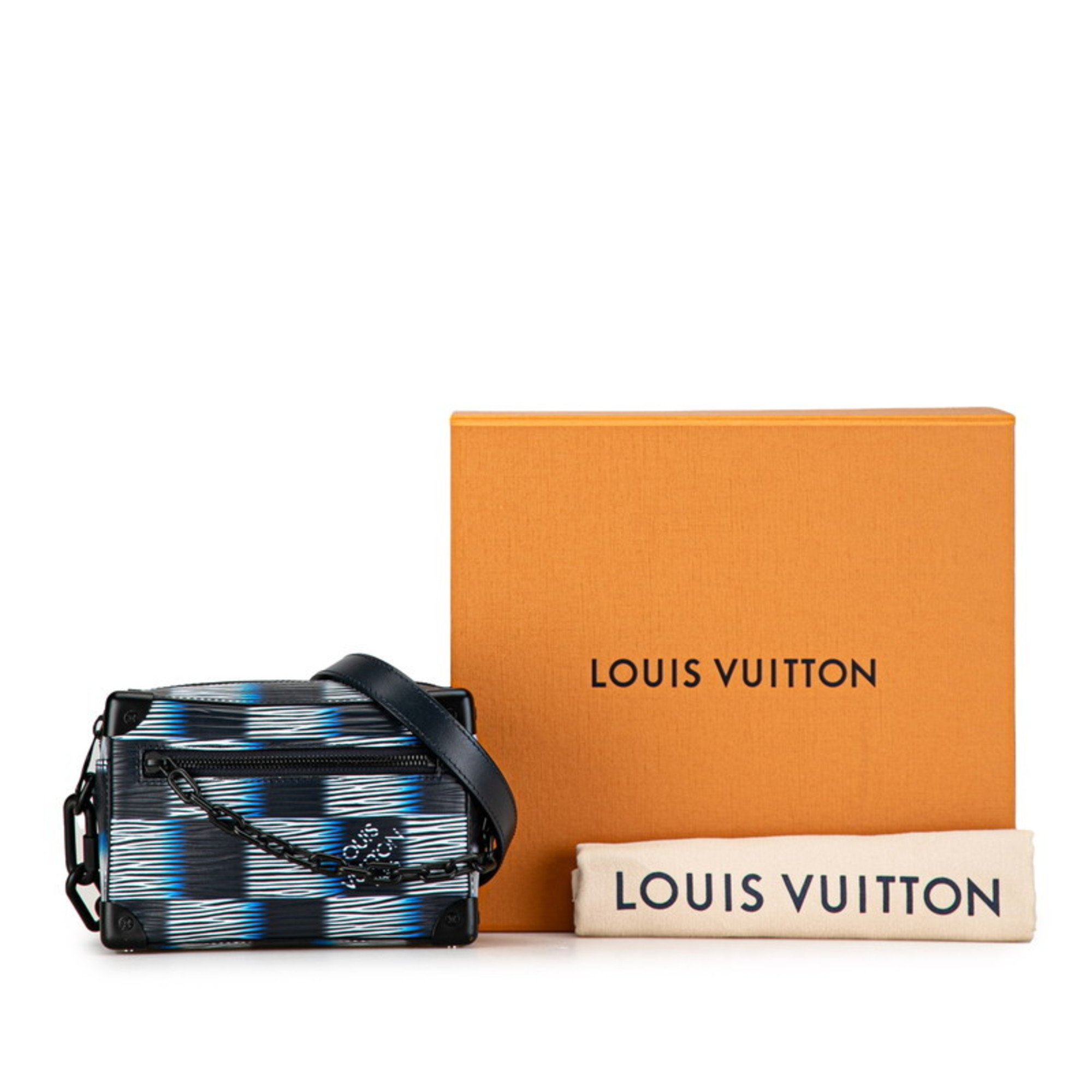 Louis Vuitton Damier Rush Epi Soft Trunk Chain Shoulder Bag M23728 Black White Leather Women's LOUIS VUITTON