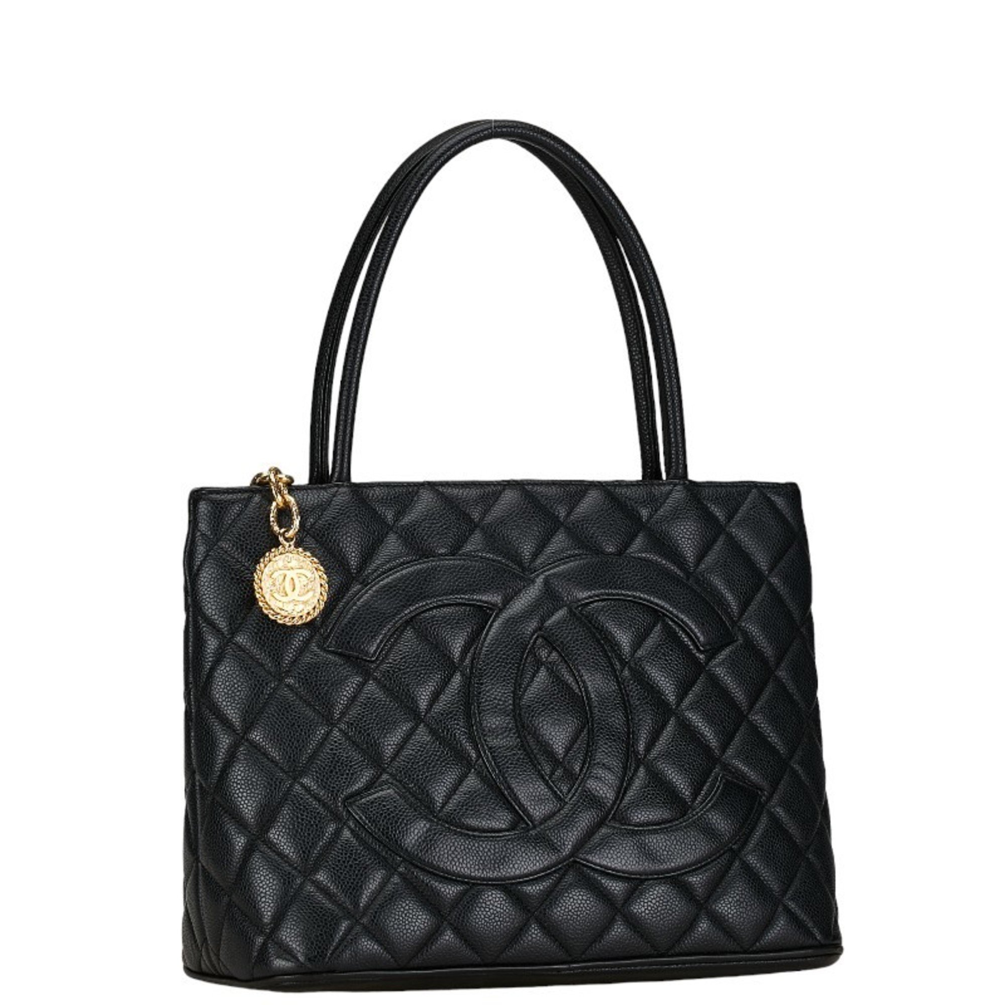 Chanel Reissue Tote Coco Mark Quilted Handbag Bag Black Caviar Skin Women's CHANEL