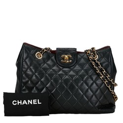 Chanel Matelasse Coco Mark Chain Shoulder Bag Handbag Black Lambskin Women's CHANEL