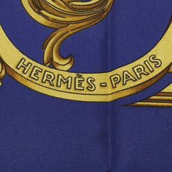 Hermes Carre 90 LES TUILERIES Tuileries Park Scarf Muffler Navy White Silk Women's HERMES