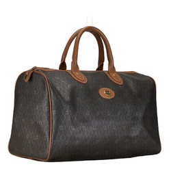Christian Dior Dior Honeycomb Boston Bag Travel Black Brown PVC Leather Women's
