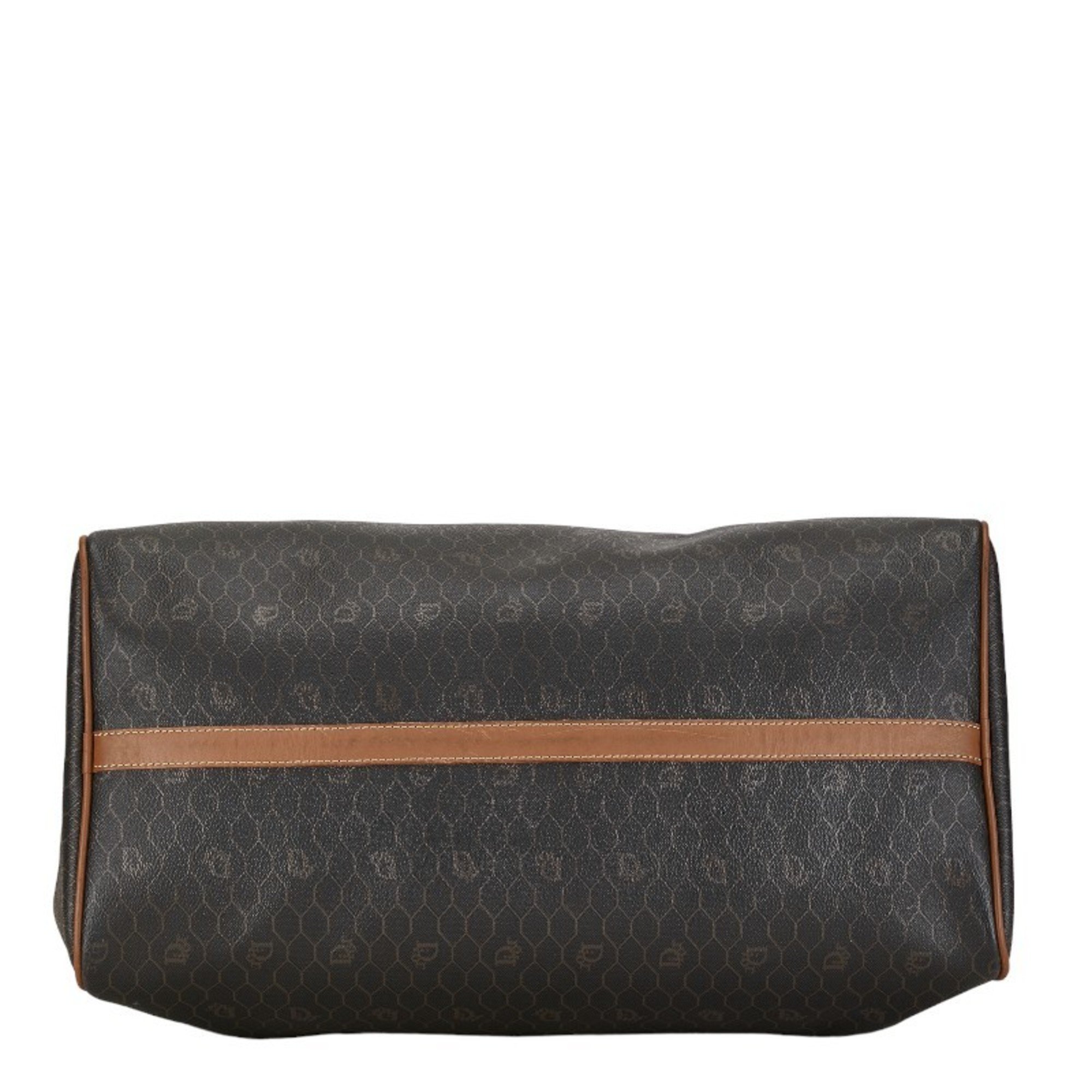 Christian Dior Dior Honeycomb Boston Bag Travel Black Brown PVC Leather Women's