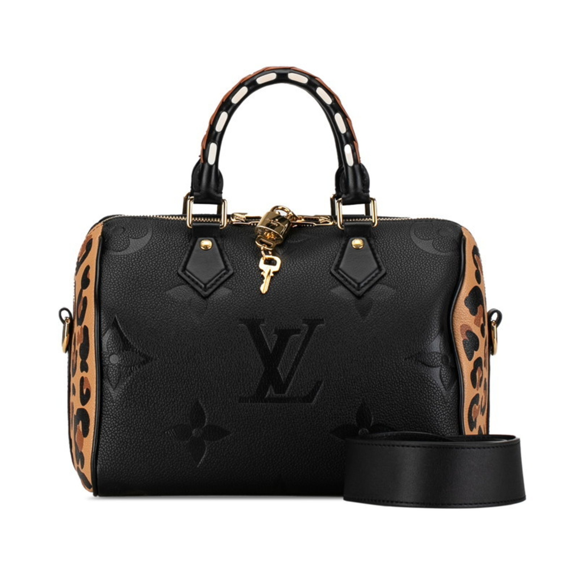 Louis Vuitton Monogram Empreinte Wild at Heart Speedy Bandouliere 25 Handbag Shoulder Bag M58524 Black Brown Leather Women's LOUIS VUITTON