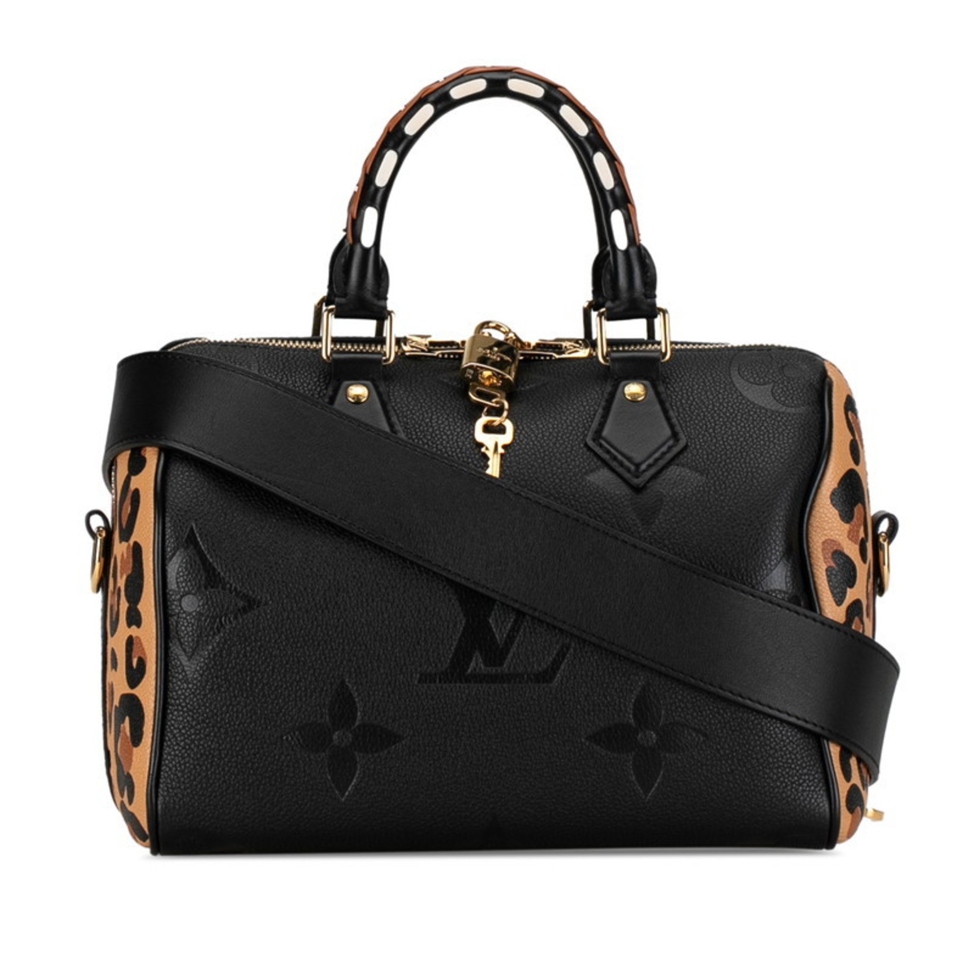 Louis Vuitton Monogram Empreinte Wild at Heart Speedy Bandouliere 25 Handbag Shoulder Bag M58524 Black Brown Leather Women's LOUIS VUITTON