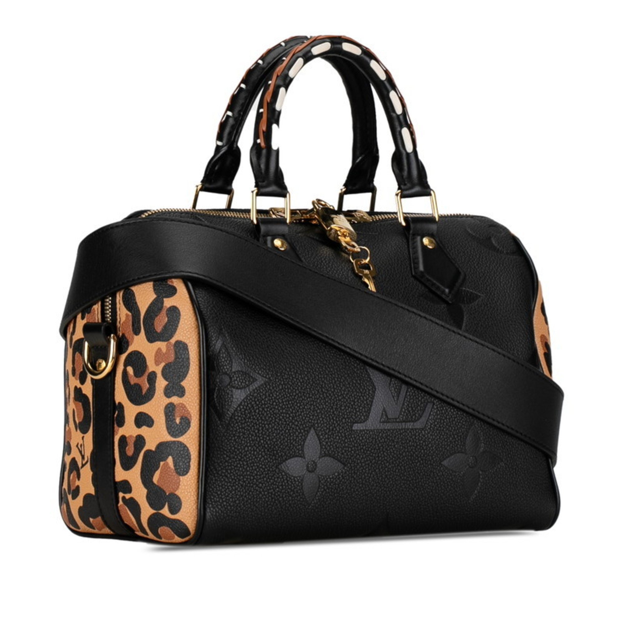 Louis Vuitton Monogram Empreinte Wild at Heart Speedy Bandouliere 25 Handbag Shoulder Bag M58524 Black Brown Leather Women's LOUIS VUITTON