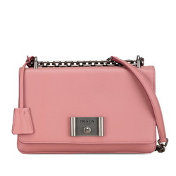 Prada Saffiano Chain Shoulder Bag 1BD009 Pink Leather Women's PRADA