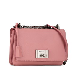 Prada Saffiano Chain Shoulder Bag 1BD009 Pink Leather Women's PRADA