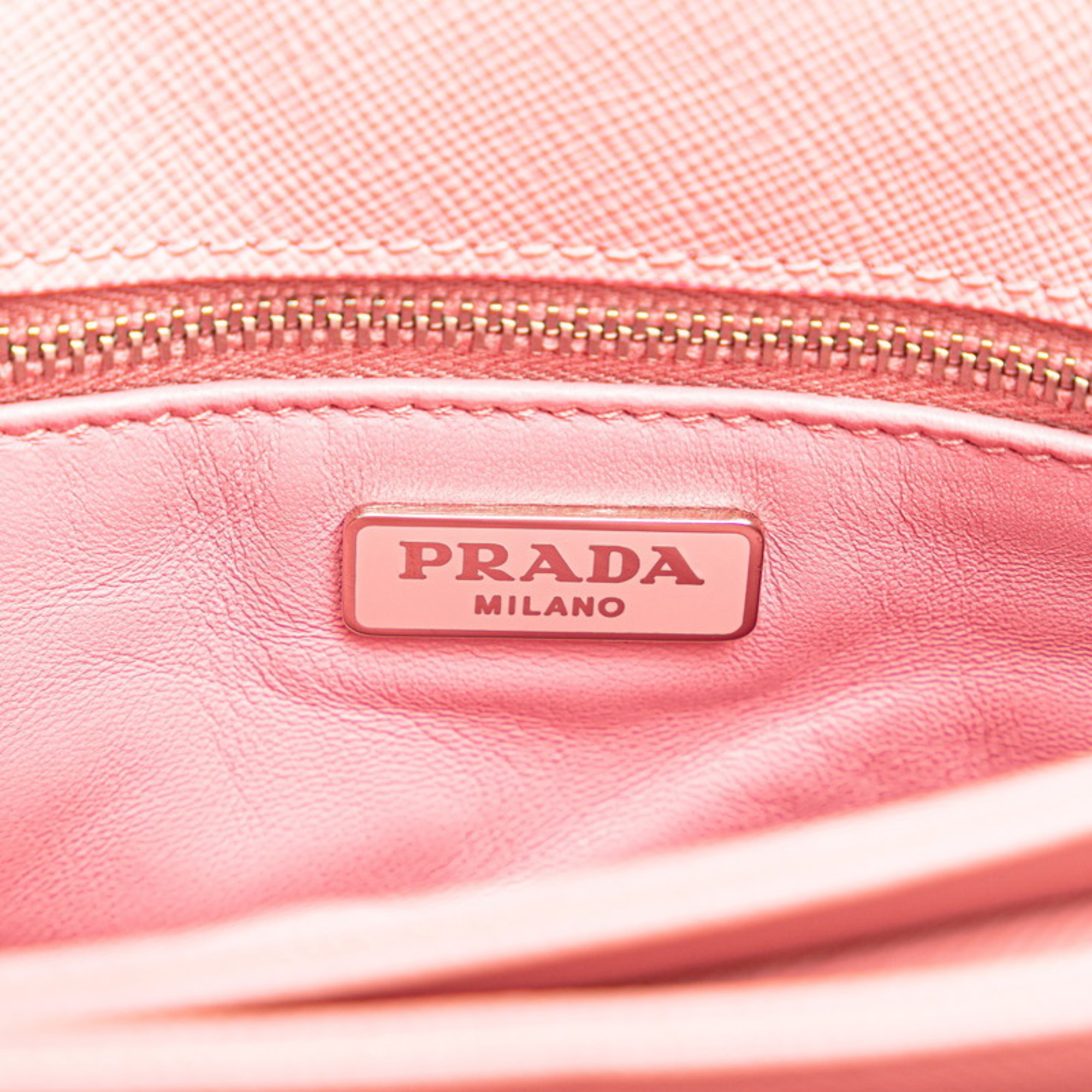 Prada Saffiano Chain Shoulder Bag 1BD009 Pink Leather Women's PRADA