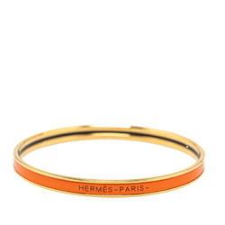 Hermes Enamel PM Cloisonne Bangle Bracelet Gold Orange Plated Women's HERMES