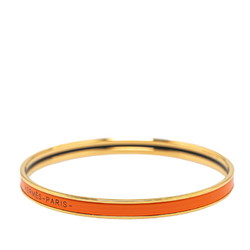 Hermes Enamel PM Cloisonne Bangle Bracelet Gold Orange Plated Women's HERMES