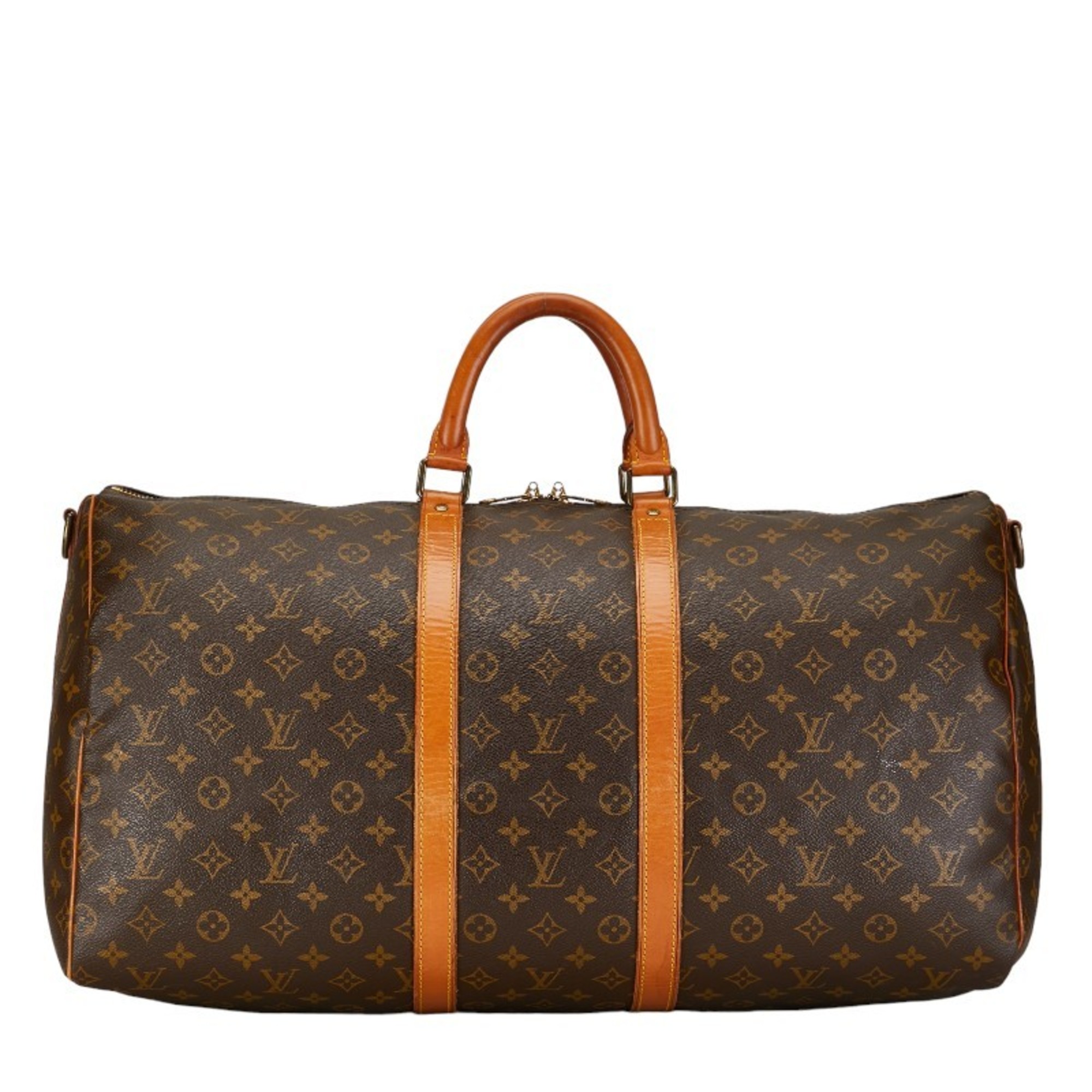 Louis Vuitton Monogram Keepall 55 Boston Bag Travel M41424 Brown PVC Leather Women's LOUIS VUITTON