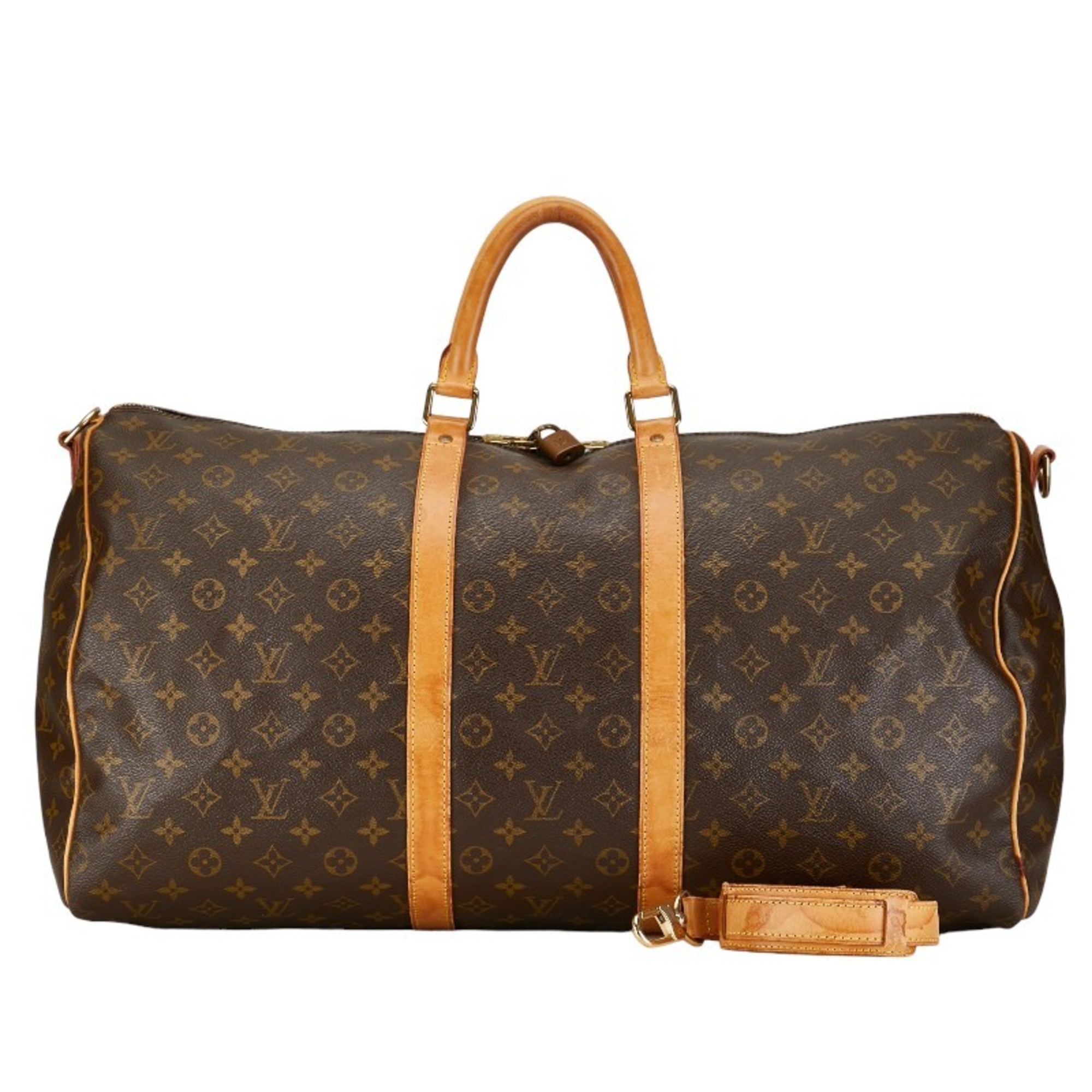 Louis Vuitton Monogram Keepall 55 Boston Bag Travel M41424 Brown PVC Leather Women's LOUIS VUITTON