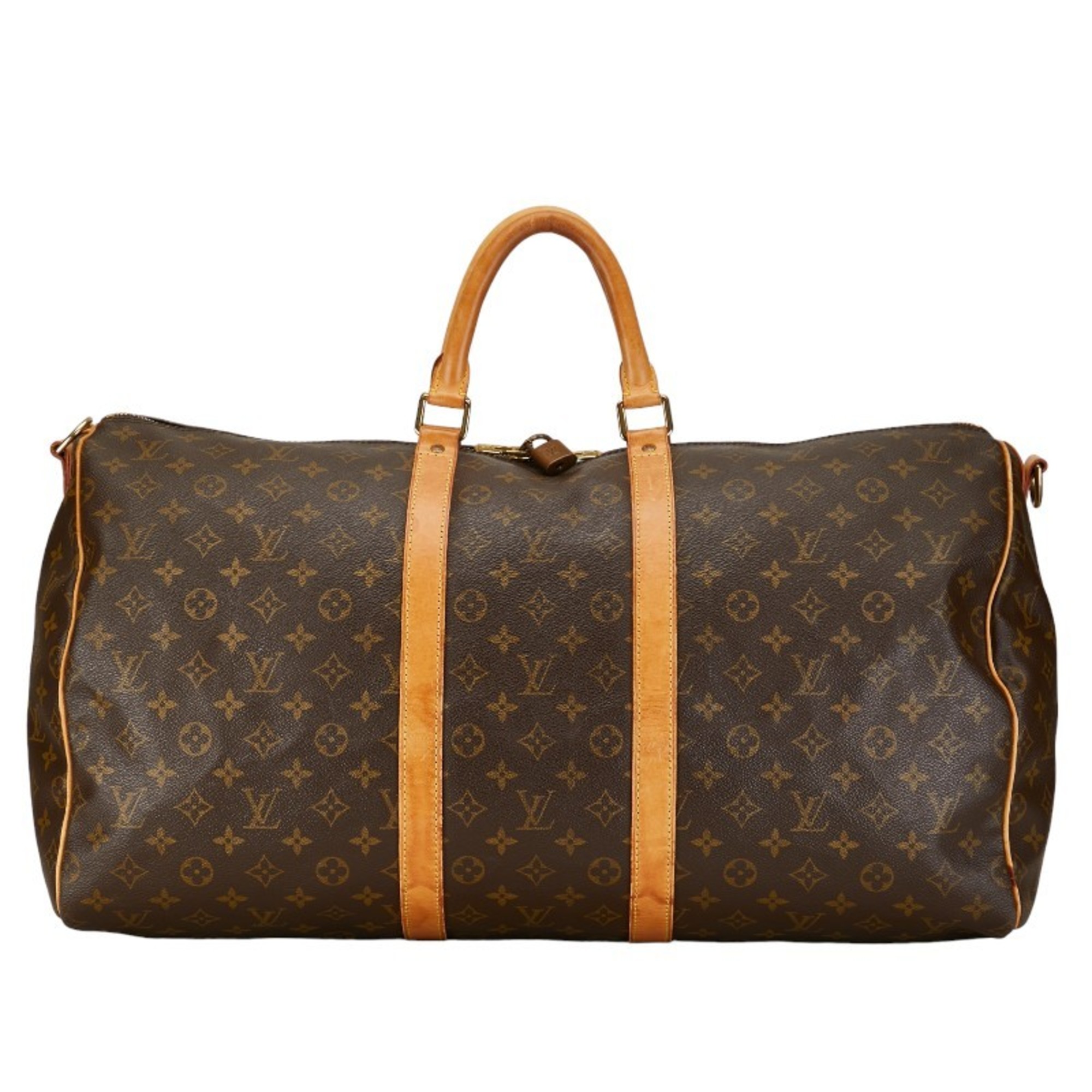 Louis Vuitton Monogram Keepall 55 Boston Bag Travel M41424 Brown PVC Leather Women's LOUIS VUITTON