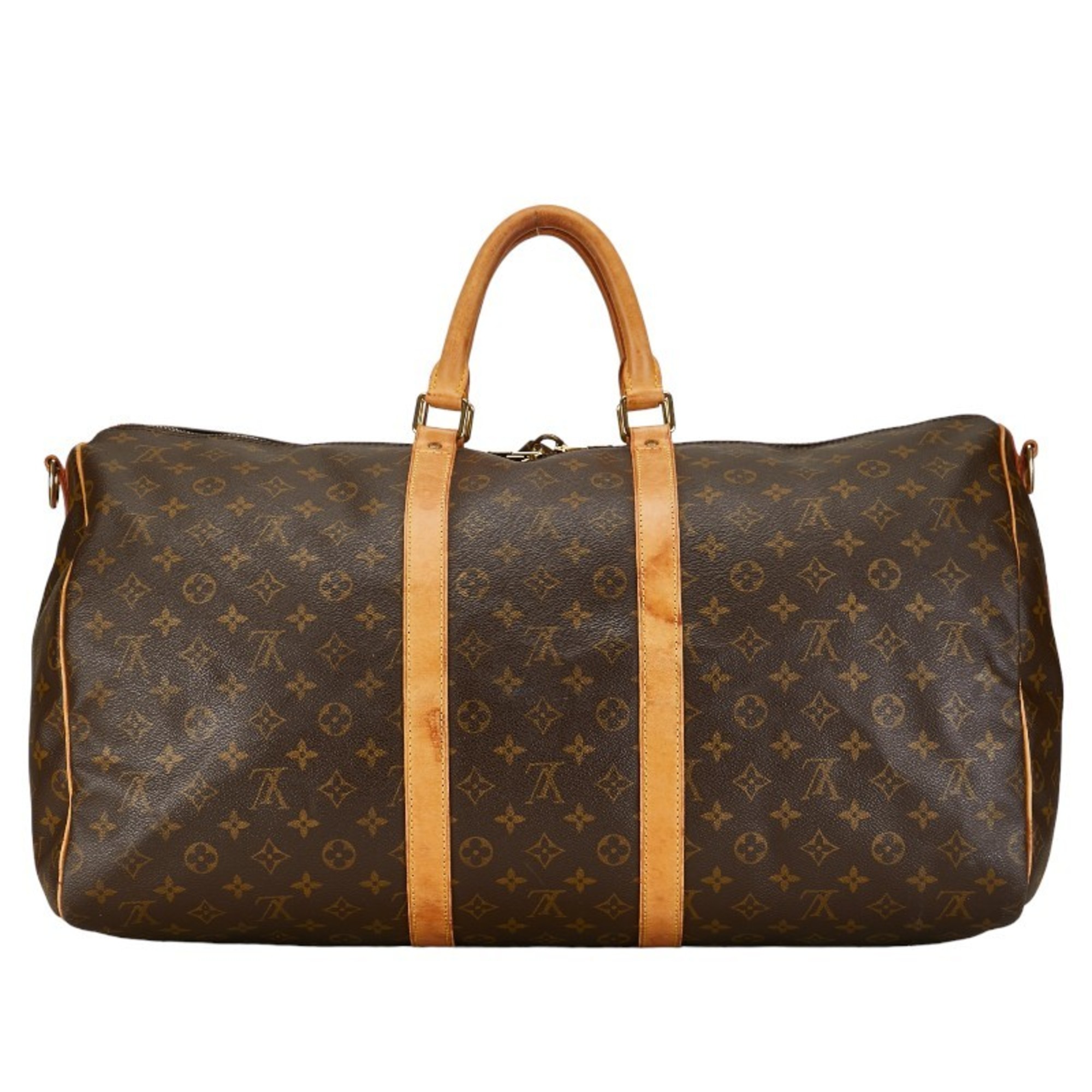 Louis Vuitton Monogram Keepall 55 Boston Bag Travel M41424 Brown PVC Leather Women's LOUIS VUITTON