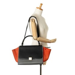 Celine Trapeze Handbag Shoulder Bag 174683 Grey Black Orange Leather Suede Women's CELINE