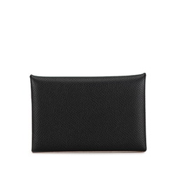 Hermes Calvi Card Case Coin Black Epsom Leather Women's HERMES