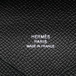 Hermes Calvi Card Case Coin Black Epsom Leather Women's HERMES