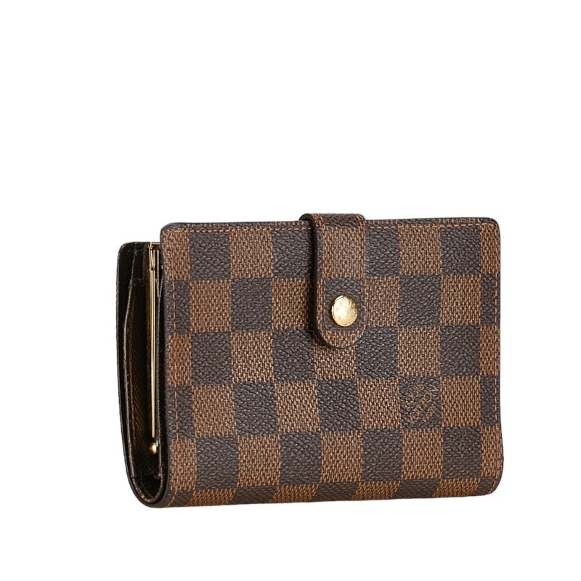 Louis Vuitton Damier Portemonnay Viennois Bi-fold Wallet N61664 Brown PVC Leather Women's LOUIS VUITTON