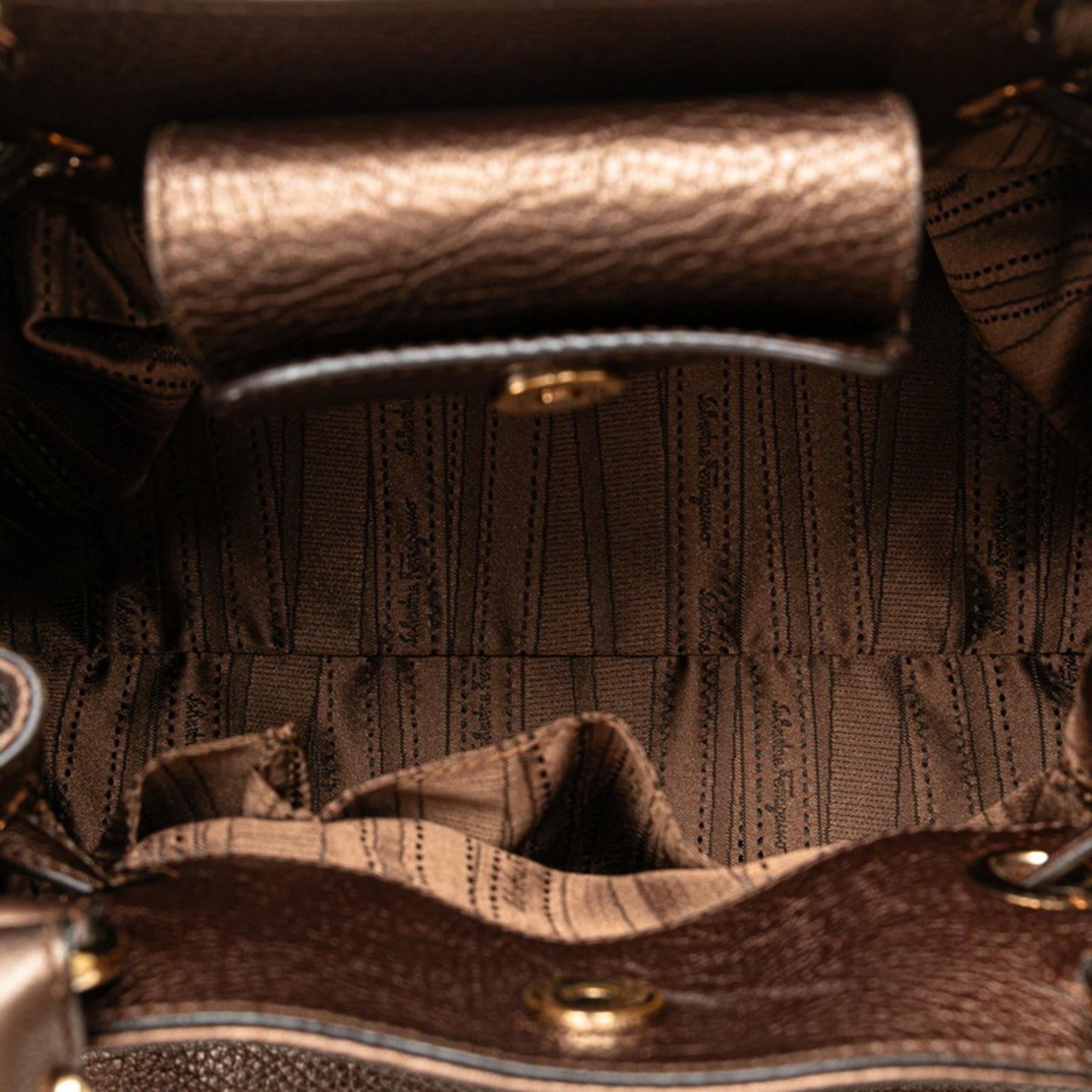 Salvatore Ferragamo Gancini Tote Bag Shoulder AB-21B928 Brown Leather Women's