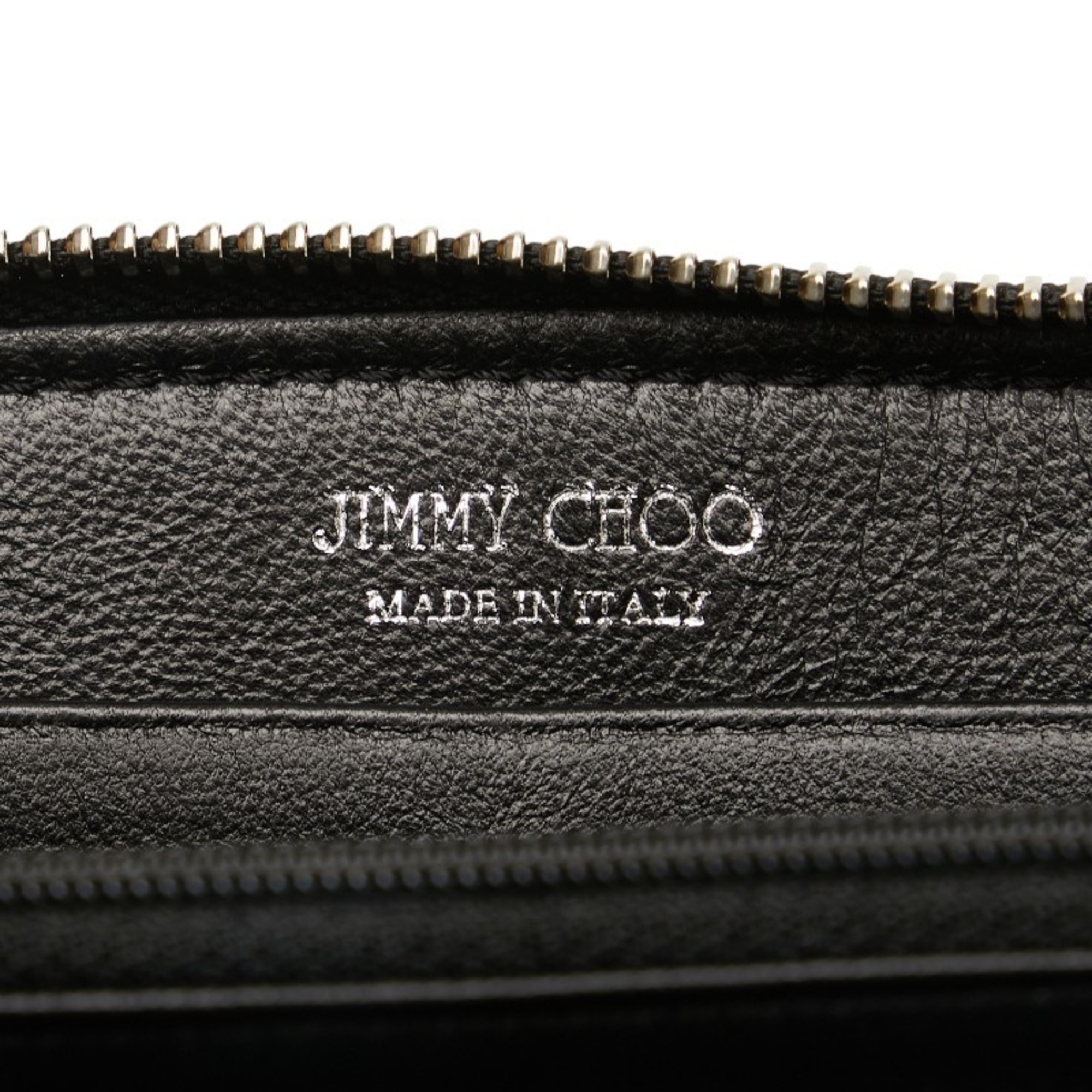 Jimmy Choo Star Studs Round Long Wallet Black Silver Leather Women's JIMMY CHOO