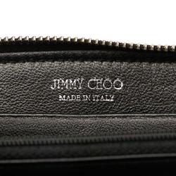 Jimmy Choo Star Studs Round Long Wallet Black Silver Leather Women's JIMMY CHOO
