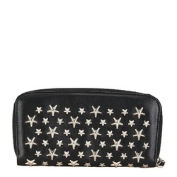 Jimmy Choo Star Studs Round Long Wallet Black Silver Leather Women's JIMMY CHOO