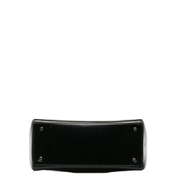 Christian Dior Dior Lady Handbag Shoulder Bag Black Patent Leather Women's