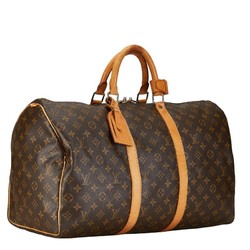 Louis Vuitton Monogram Keepall 50 Boston Bag M41426 Brown PVC Leather Women's LOUIS VUITTON