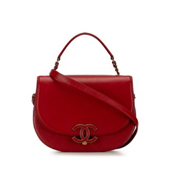 Chanel Coco Mark Handbag Shoulder Bag Red Leather Women's CHANEL