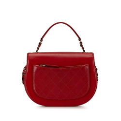 Chanel Coco Mark Handbag Shoulder Bag Red Leather Women's CHANEL