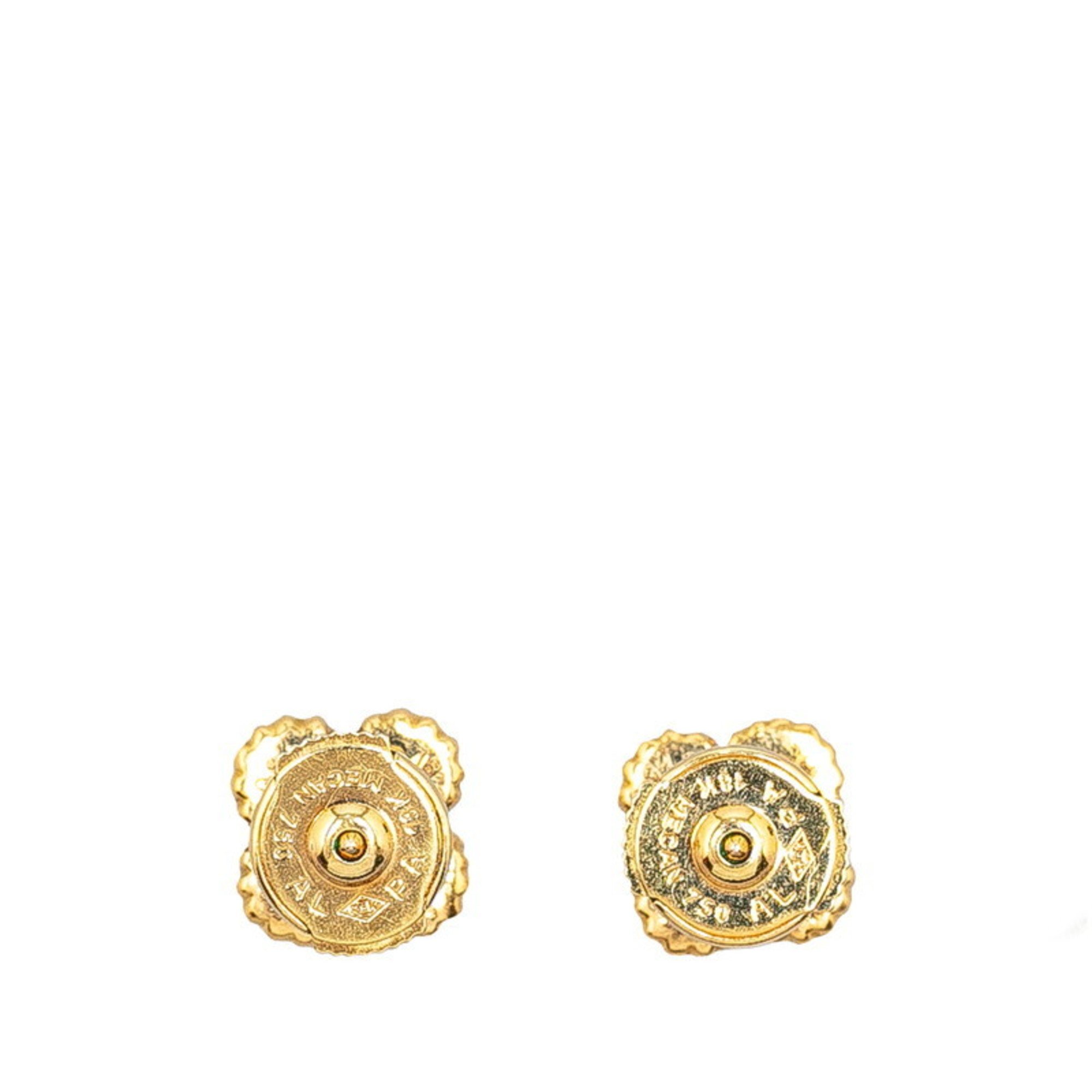 Van Cleef & Arpels Alhambra Earrings Gold Black K18YG Yellow Women's