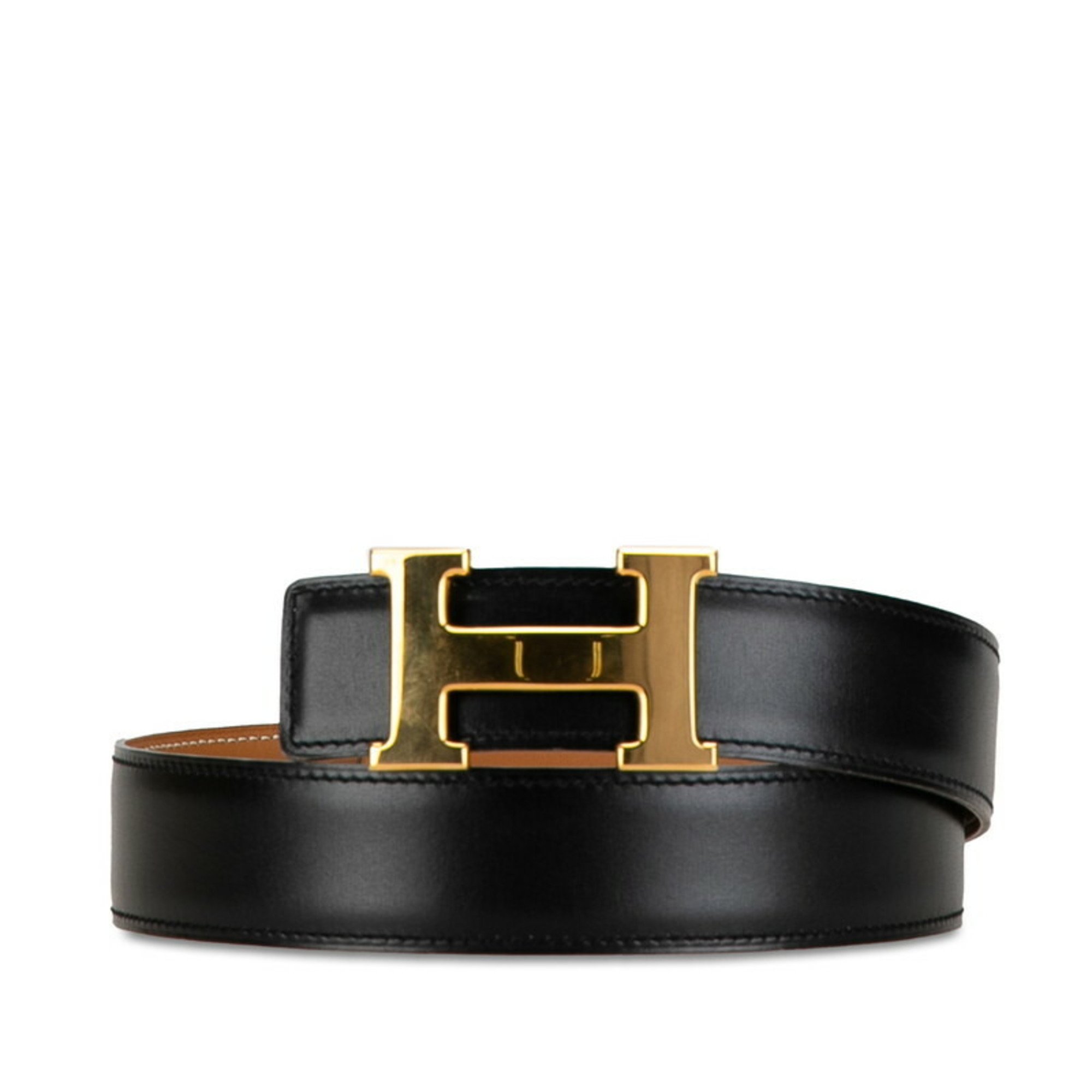 Hermes Constance H Belt Size: 65 Black Brown Leather Women's HERMES