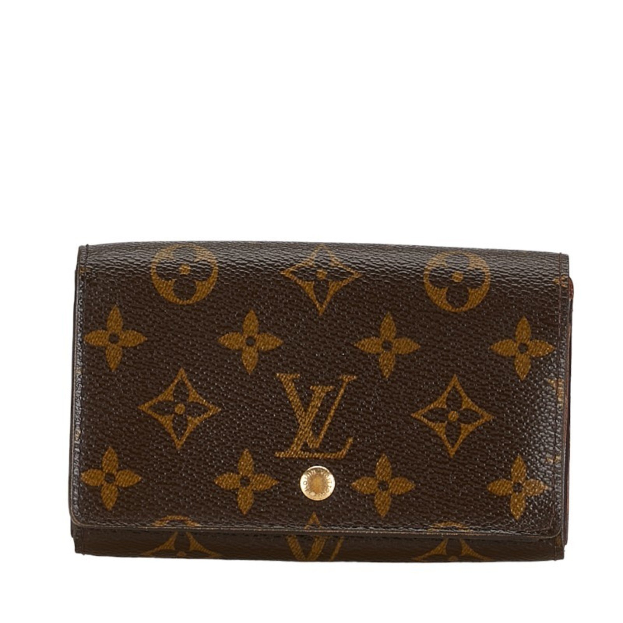 Louis Vuitton Monogram Portemonnay Bi-fold Wallet M61730 Brown PVC Leather Women's LOUIS VUITTON