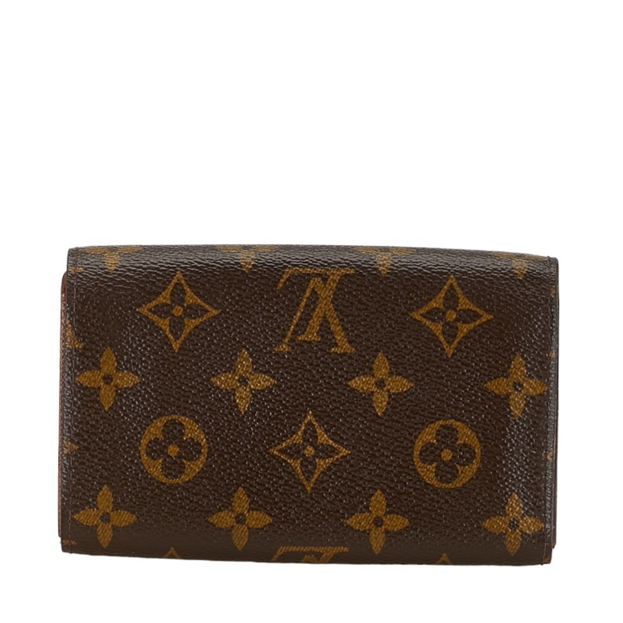 Louis Vuitton Monogram Portemonnay Bi-fold Wallet M61730 Brown PVC Leather Women's LOUIS VUITTON