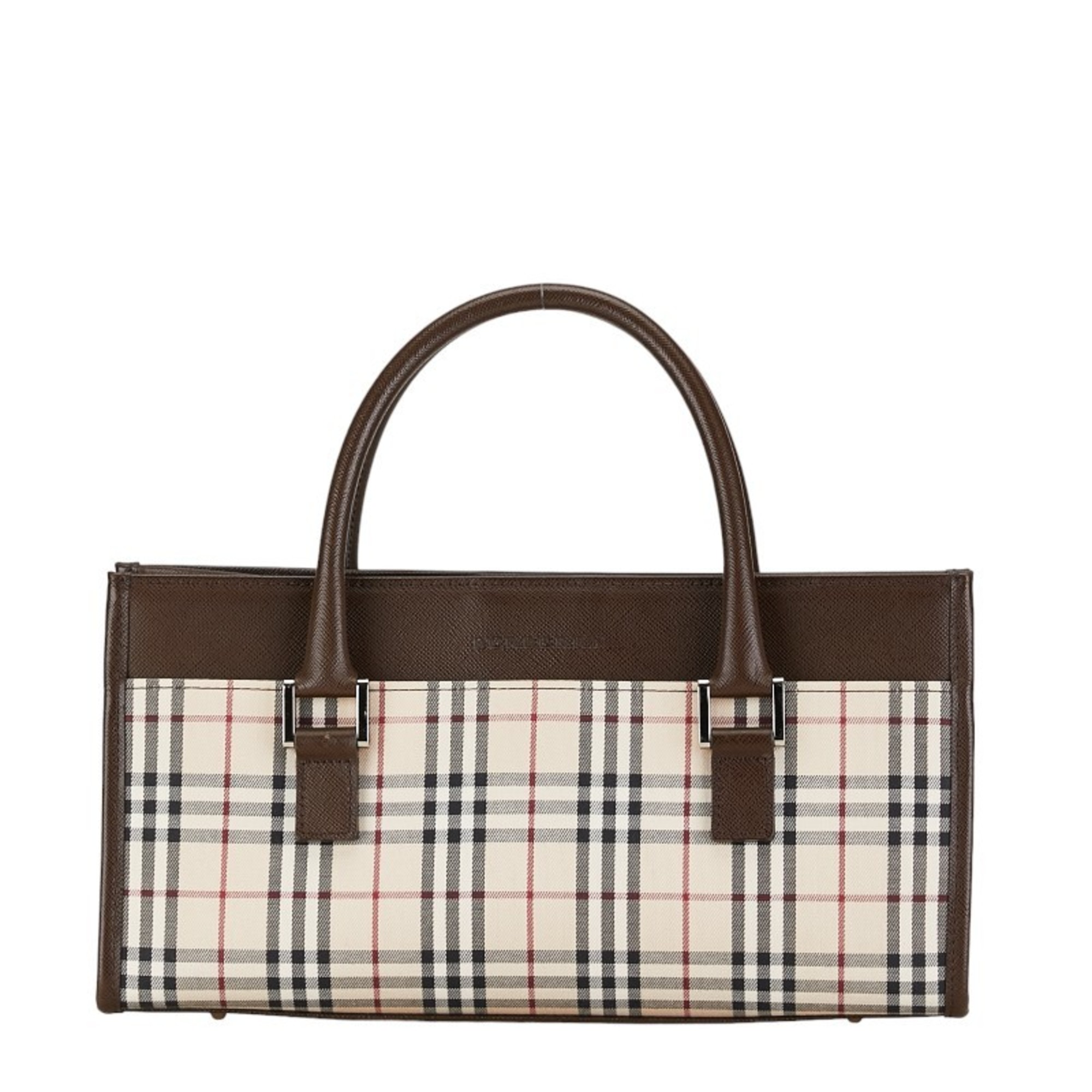 Burberry Nova Check Handbag Beige Brown Canvas Leather Women's BURBERRY