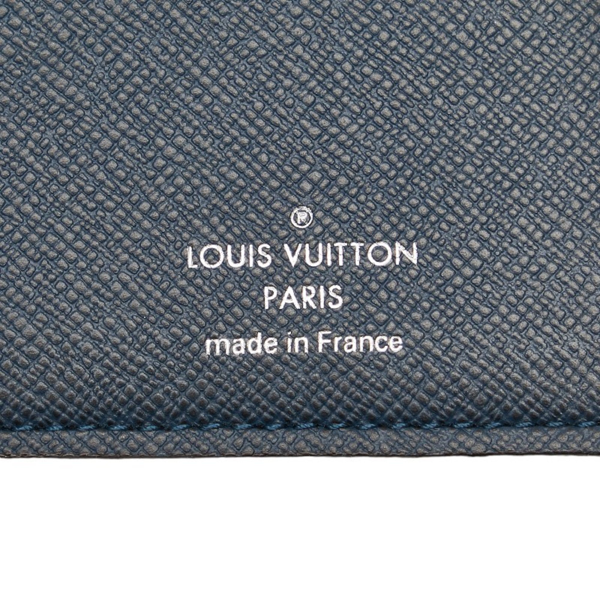 Louis Vuitton Taiga Portefeuille Brazza Long Wallet M30502 Navy Leather Men's LOUIS VUITTON