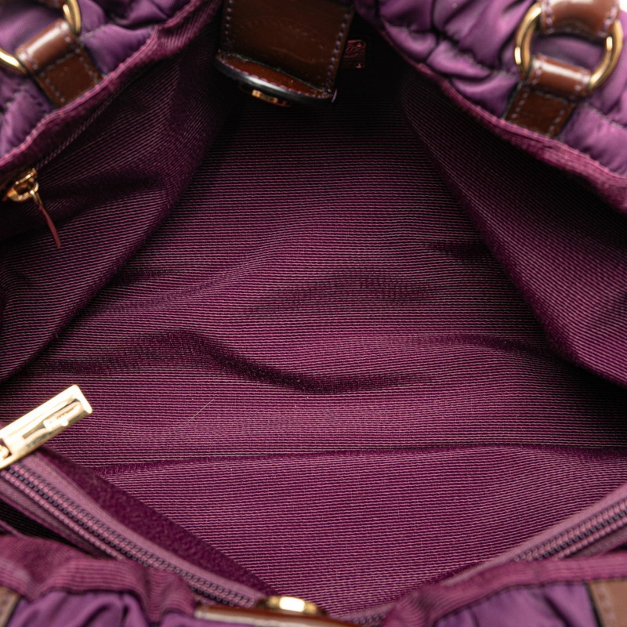 Salvatore Ferragamo Vara Ribbon Handbag Tote Bag AU-21 C784 Purple Brown Nylon Enamel Women's