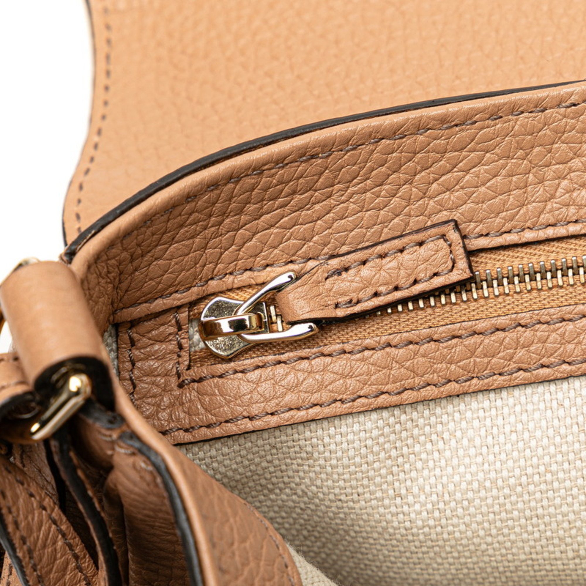 Gucci Interlocking G Soho Chain Shoulder Bag 536224 Camellia Rose Beige Leather Women's GUCCI
