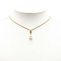 Christian Dior Dior Rhinestone Necklace Gold Plated Faux Pearl Women's